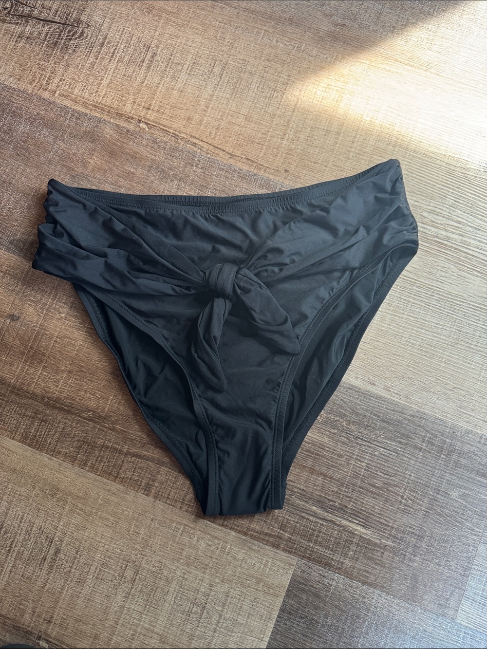 Women's High Waist Tie-Front Swim Bottoms - Black